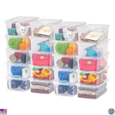 20-Pack Clear Storage Bins with Lids, 6 Quart Stackable Shoe Organizers