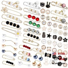 70 Pcs Pearl Brooch, Sweater Shawl Hat Clip Neckline Pins Double Faux Pearl