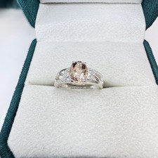 Morganite Ring, 925 Sterling Silver, Engagement Ring, Stackable Ring, Gift Her
