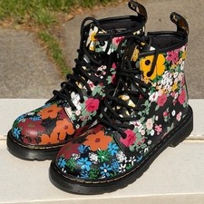 Dr Martens Youth 1460 Floral Mash Up Leather Lace Up Boots NEW