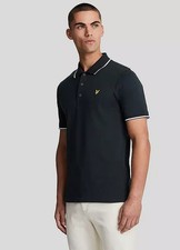 Lyle & Scott Tipped Polo Shirt - Navy   Size Small S     (fmn28-28)