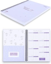 Monthly Budget Planner Book Undated with 12 Pockets for Income, Debt, Saving,