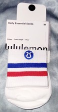 NWT Lululemon Socks Ladies Medium White with Stripes Nice 