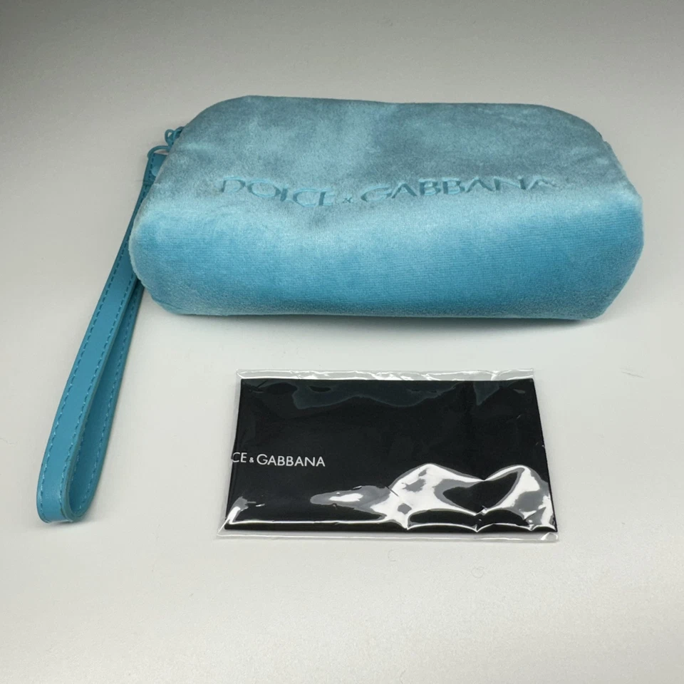 Dolce and Gabbana Baby Blue felt Zipper wallet small  card holder Case and cloth - Image 3 of 4