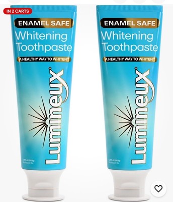 Lumineux Teeth Whitening Toothpaste 2 Pack Peroxide Free Enamel Safe Exp 12/26