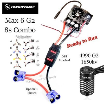 RCP-RTR Hobbywing EZRUN Max 6 G2 ESC & 4990 1650kv 8s Motor Combo QS8 Attached