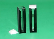 (2pcs) Micro Quartz Cuvette Black Wall PTFE Lid 10mm Path 1.4mL JGS1