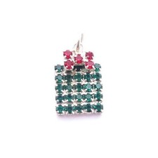 Rhinestone Present Green Christmas Charm