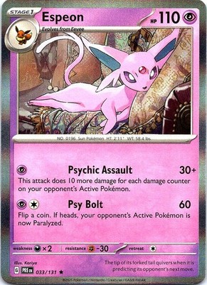 Espeon 033/131 Holo Rare Prismatic Evolutions Pokemon Holo Near Mint