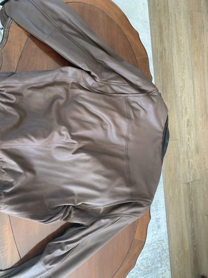 Daniel Cremieux Signature Collection Leather Jacket L Men's Brown W/Black Trim L - Image 4 of 4
