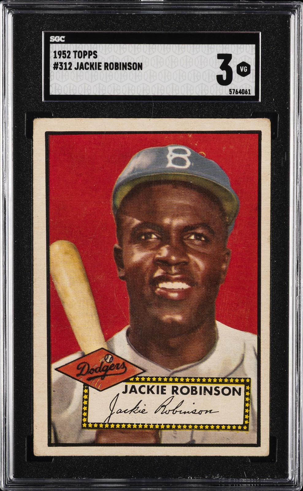 1952 TOPPS #312 JACKIE ROBINSON SGC 3