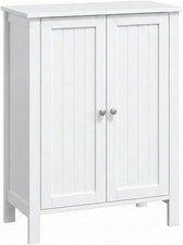 Bathroom Cabinet Free Standing Floor Storage with Double Door Adjustable Shelf