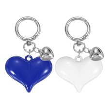 2Pcs Resin Cute Heart Keychain for Women for Handbag Peach Blue/White