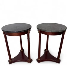 Bombay Co French Empire Neoclassical Style Mahogany Marble  Side Table