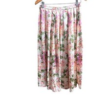 Vintage 100 Silk Floral Pleated Midi Skirt Size 10 Romantic Cottagecore 90s