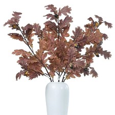 3 Pcs Artificial Oak Leaves Stems, 37.8" Long Stem Oak Leaves Fall Foliage St...