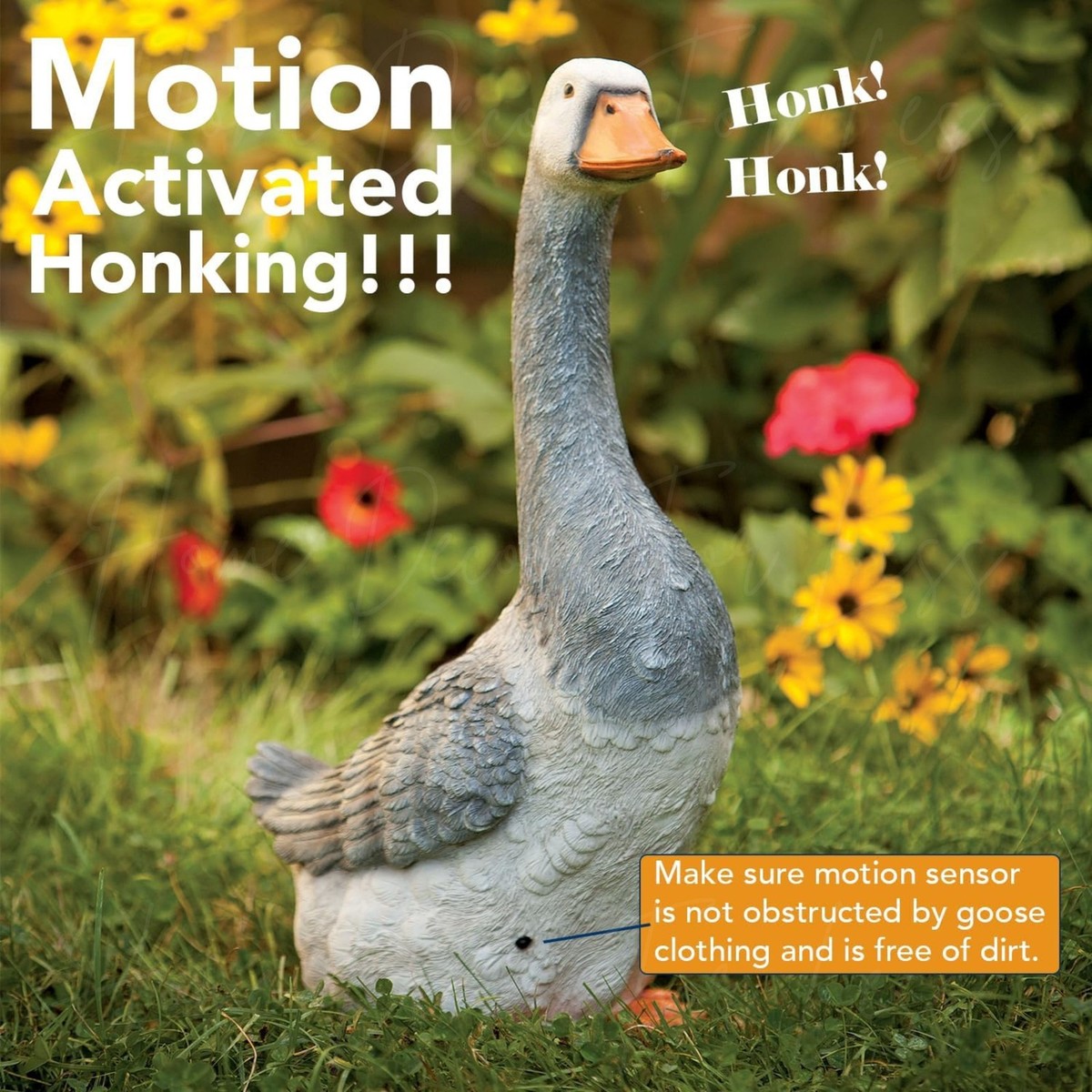Motion Activated Honking Gertrude the Goose Garden Sculpture Yard