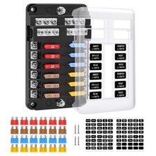 Produktbild - Sicherungskasten Auto 12 Fach mit LED Anzeige Minuspol 12V KFZ Sicherungshalter