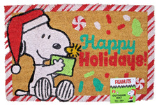 Peanuts Snoopy Woodstock Happy Holidays Christmas Outdoor Coir Door Mat 18 X 28
