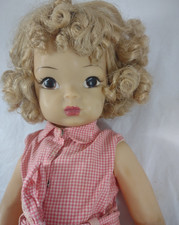 Vintage 1950s TERRI LEE Dolls Hard Plastic Platinum Pink Check (A38)