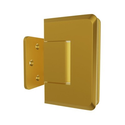 Glass To Wall Mount Shower Door Hinge With Offset Mounting Plate Satin 24K Gold