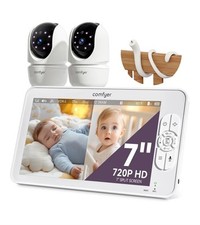 7" Split-Screen Baby Monitor with 2 1080P Cameras, 720P HD No Wifi Monitor with