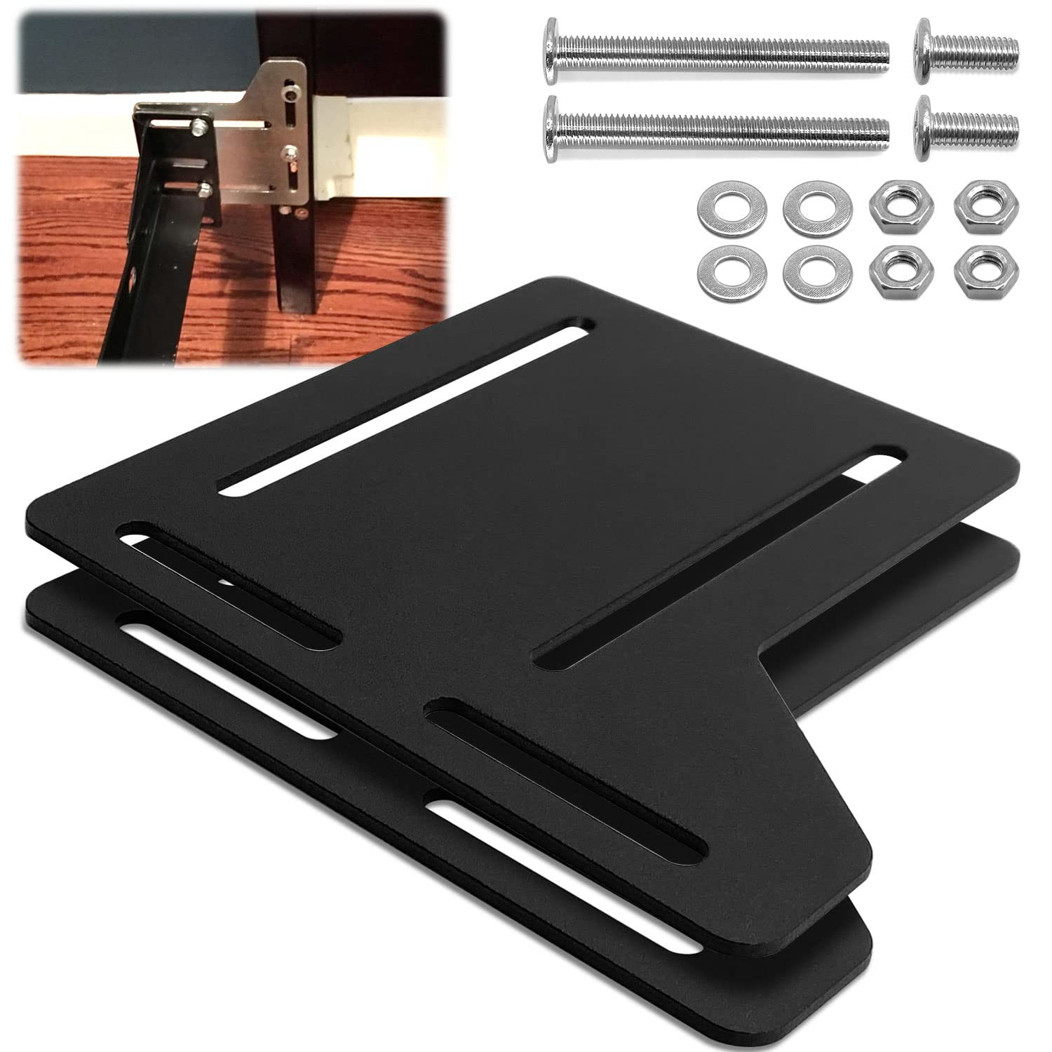 2Pcs Heavy Duty Bed Frame Brackets for Headboard Adapter – Sturdy Metal Support-image