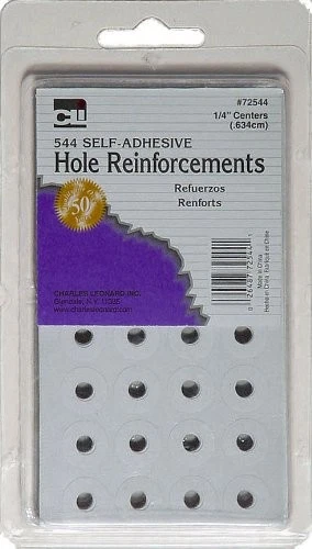 Charles Leonard Paper Hole Reinforcements, Self-Adhesive 544/Pack, White
