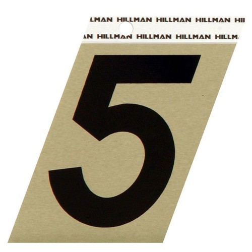 Hillman 3 in. Black & Gold Aluminum Angle Cut Sticker Number 5 840562