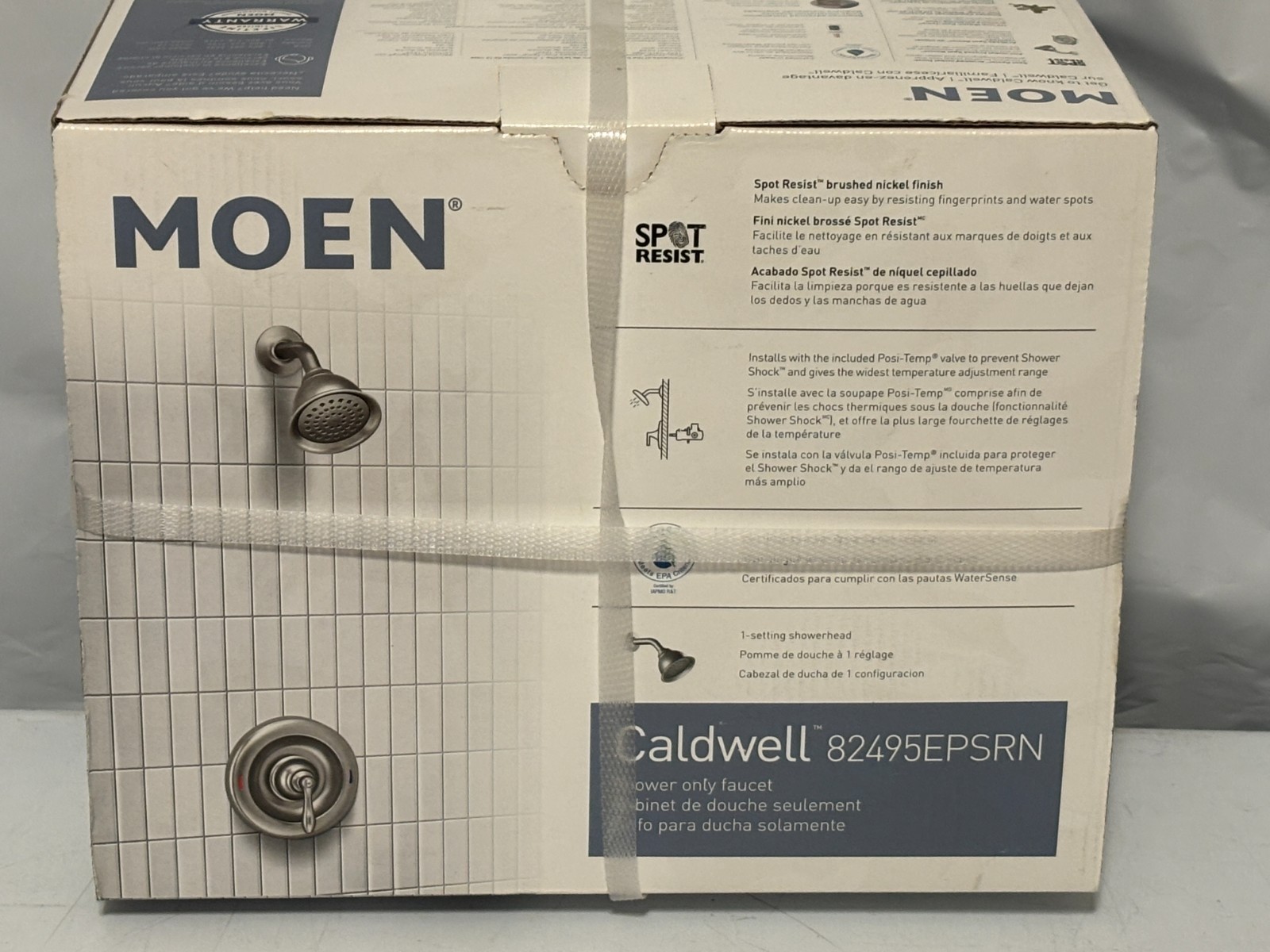 Moen 82495EPSRN Caldwell Shower Only Faucet Spot Resist Brushed Nickel w/ Valve