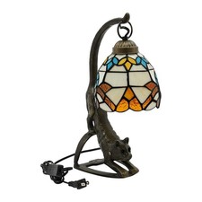 Table Lamp Bedside Lamp with Cat Base Tiffany Style Table Lamp Bronze Colorful