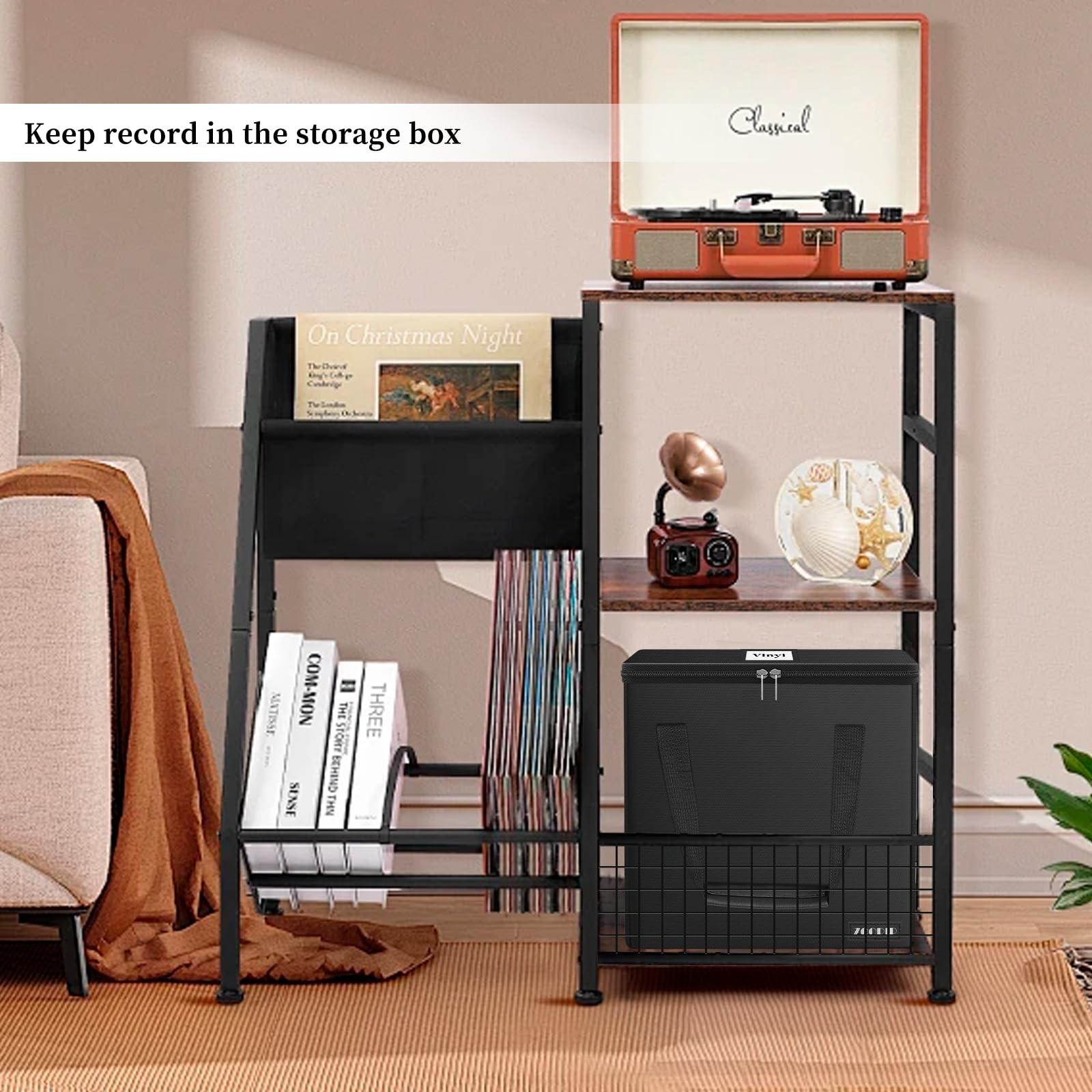 Fireproof Vinyl Record Storage BoxWater Resistant Small Record Storage Organi...