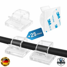 25x Kabelhalter selbstklebend 3M Kabel Clip Halterung transparent schwarz weiß