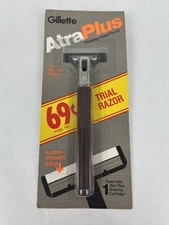 Vintage 1985 Gillette Atra Plus Pivoting Head Trial Razor USA New
