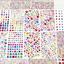 6124Pcs Gem Stickers-Self-Adhesive Face Jewelry Stickers, Small, Multicolour