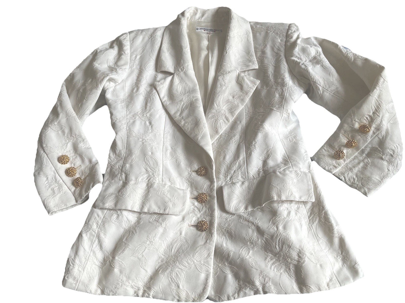 Giacca jacquard vintage anni 80 Yves Saint Laurent Rive Gauche avorio 40 12