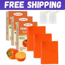 3 PACK Persimmon Soap Bar for Old People Smell,Natural Deodorant Body Face Bar S