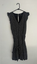 Express Black White Dot Flutter Sleeve Mini Dress Tie Waist Size Medium