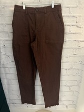a new day solid Brown Pants STRETCH Raw Hem Chinos EUC Women's Size 8