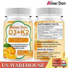 Vitamin D3 5000 IU Plus K2, MK-7 200 mcg, 2 in 1 Vitamins D, K Complex, Supports