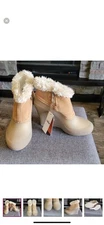 Tan and Cream Heeled Boots