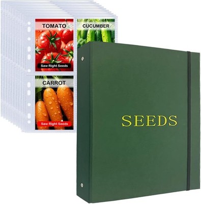 Seed Storage Organizer Binder with 100 Pockets Garden Seed Holder Book for