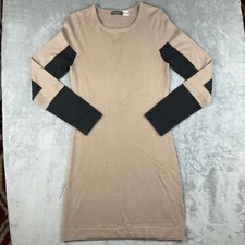 Venus Sweater Dress Size M Black & Tan Classic Midi Length