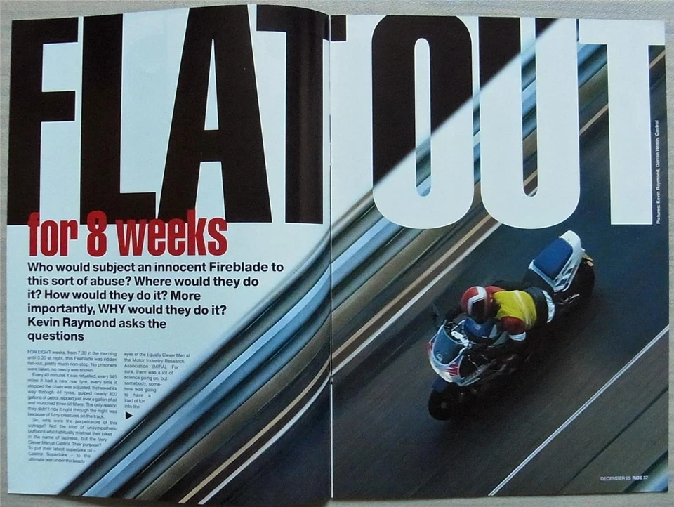 HONDA CBR900RR MOTORCYCLE Road Test Report Brochure 1995 RiDE Magazine Reprint - Image 2 of 4