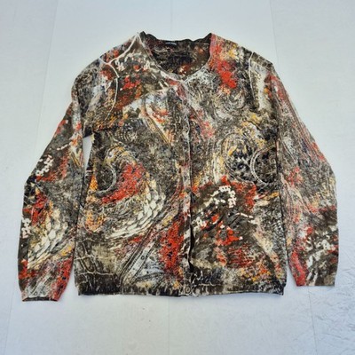 Gerry Weber Cardigan 12 Multicoloured Womens Knit Long Sleeve Round Neck Button