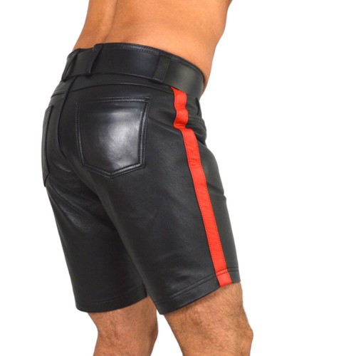 awanstar 552 Neue jeans lederhose 5 pockets Leder Shorts Jeansshorts mit streife - Picture 17 of 23