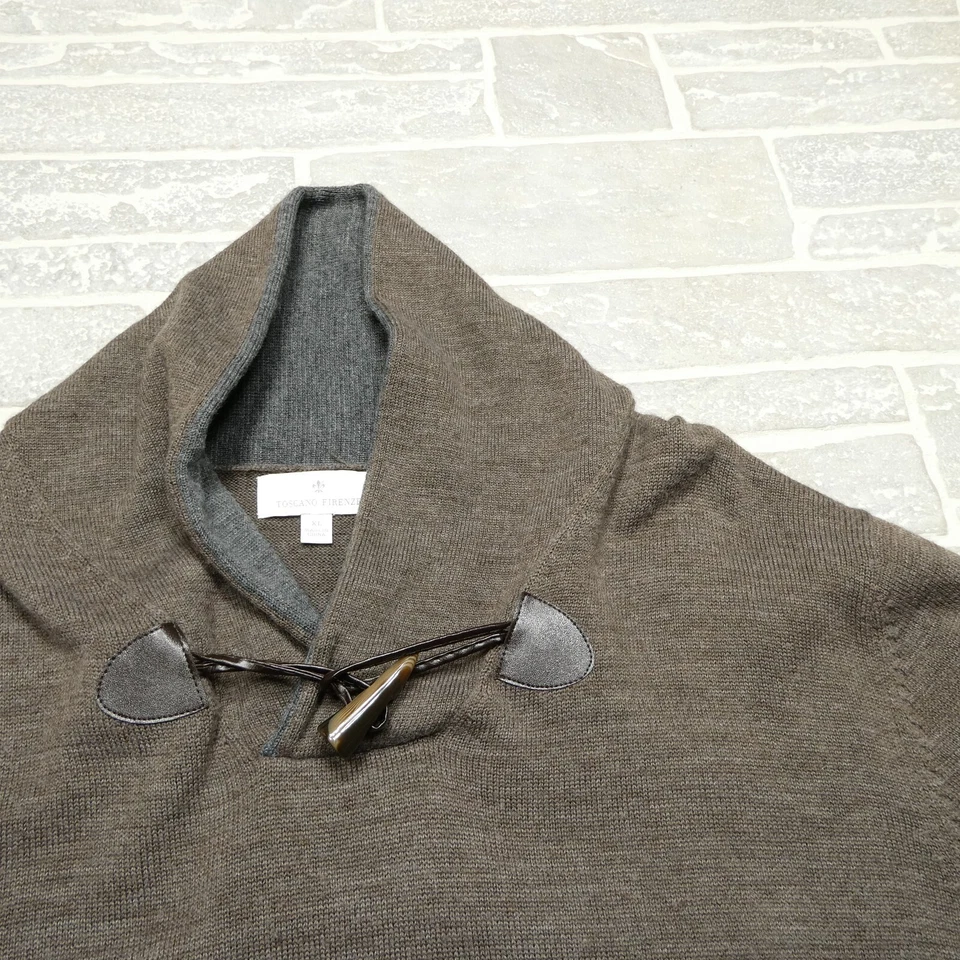 Toscano Firenze Sweater Adult XL Gray Brown Merino Wool Blend Roll Neck Preppy - Image 3 of 4