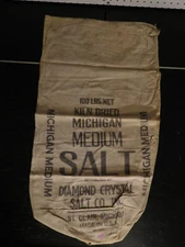 Vintage St. Clair, MI - Diamond Crystal Salt Co. Medium Salt Canvas Bag 31" x 17