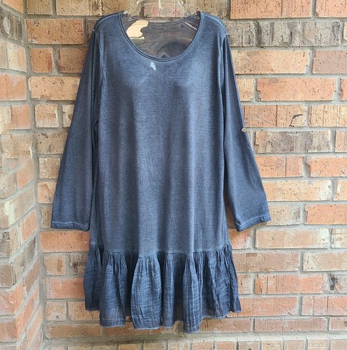 Vestido para mujer manga larga con volantes parte inferior acero azul talla L - Imagen 10 de 11