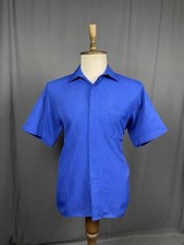 Christian Dior VTG Men's Blue Silk Shortsleeve Shirt Size M